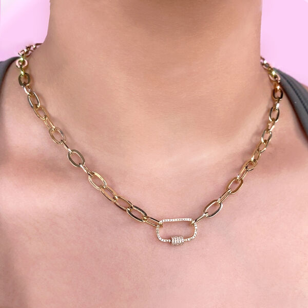 Kate Yellow Gold and Diamond Paper Clip Link Necklace